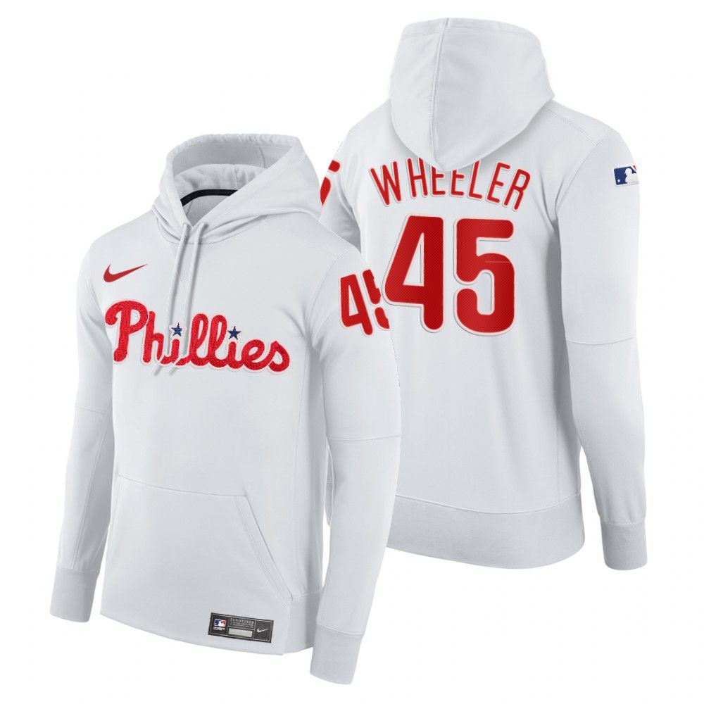 Men Philadelphia Phillies #45 Wheeler white home hoodie 2021 MLB Nike Jerseys